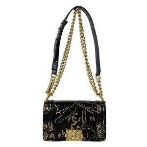 Chanel Boy Chanel 20/Graffiti Shoulder Bag A67085 Black Gold